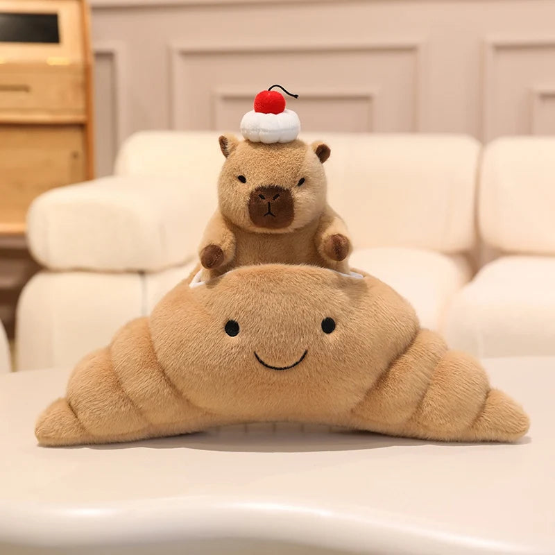 Plush Capybara with Cherry Hat and Dessert Bed - Image 6