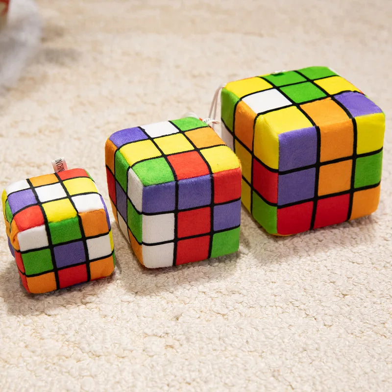 Fuzzy Plush Car Dice and Rubik's Cube Ornaments - Image 2