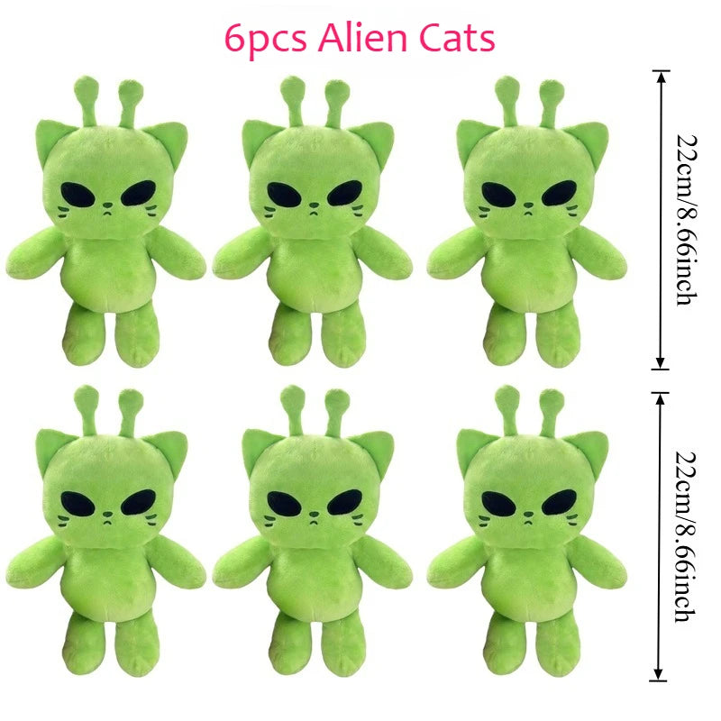 Grumpy Green Alien Cat Plush with Antennae - Image 9