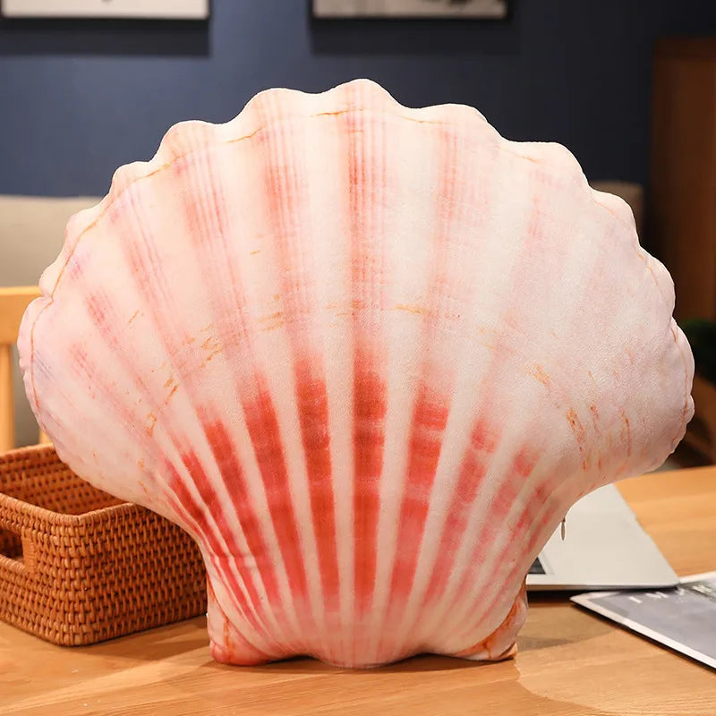 Light Pink Plush Scallop Seashell Pillow