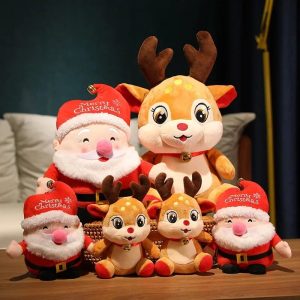 Multi-Size Christmas Santa & Reindeer Plush Set
