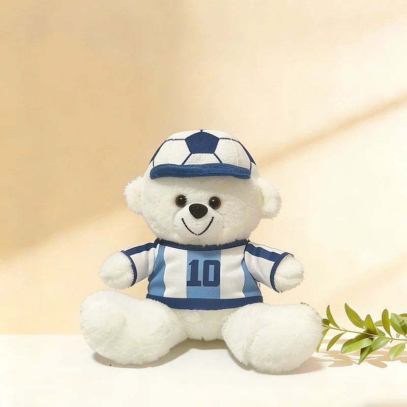 Plush Soccer Teddy Bear with Striped Jersey & Ball Hat - Image 7