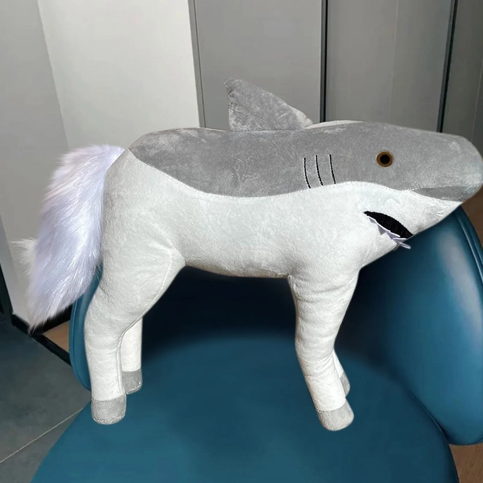 Grey Shark Horse Hybrid Plush Toy - Image 2