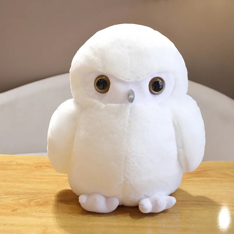 Chubby Brown and White Owl Plush Toy with Hearts - Image 4