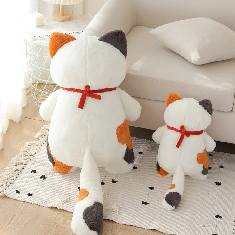 Kawaii Chubby Calico Cat Plushie with Bell - Image 4