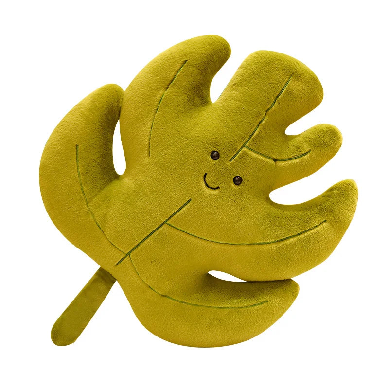 Cute Leaf Plush Pillow with Happy Faces - Image 6