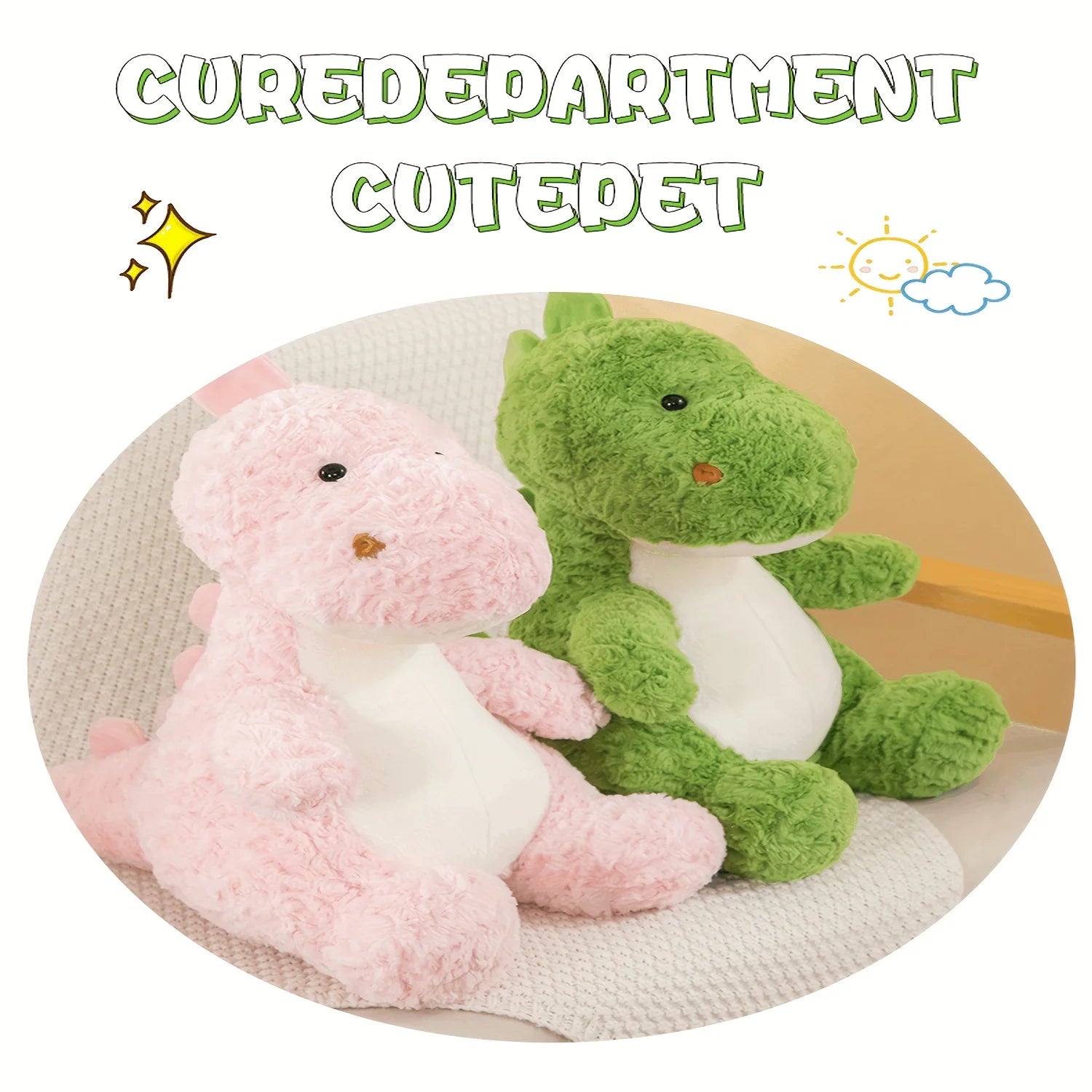 Cute Fluffy Pink Dinosaur Plush