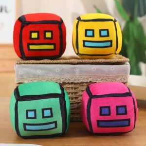 Set of 4 Vibrant Pixel Cube Plush Toys