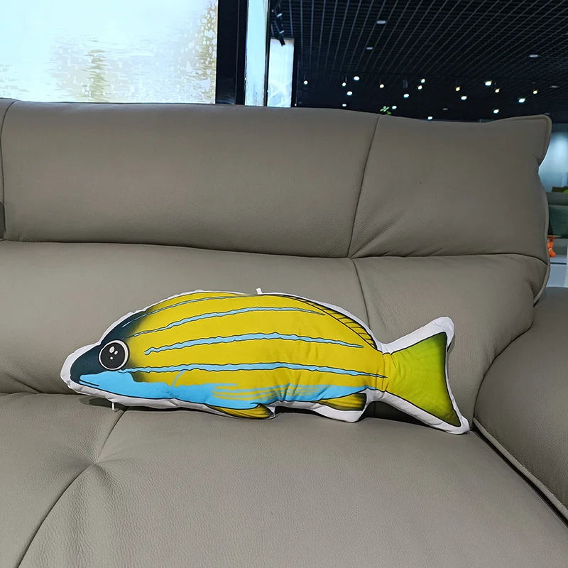 Soft Plush Fish Pillow with Colorful Marine Design - Image 5