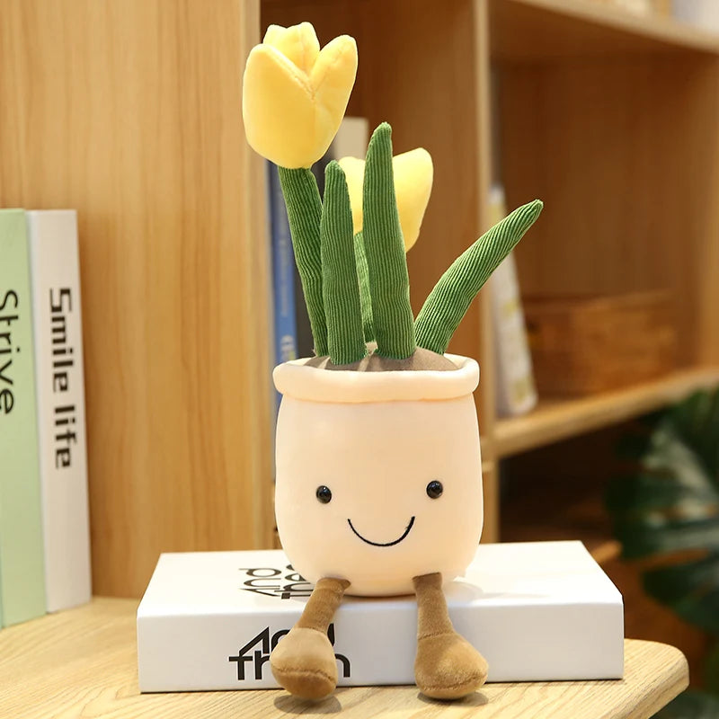 Cute Plush Purple Iris with Embroidered White Pot - Image 10