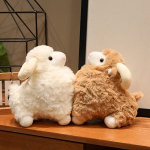 Creamy White Fluffy Sheep Plush with Ribbed Ears