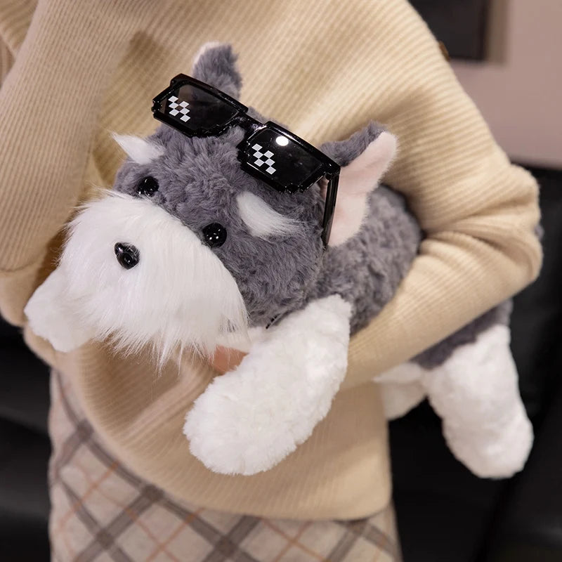 Long Schnauzer Dog Plush Pillow with Sunglasses - Image 4