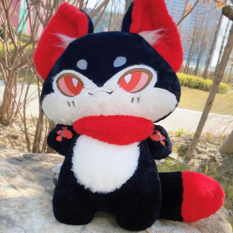 Dark Grey Fox Plush Toy with Green Eyes - Image 15