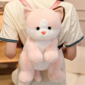 Adorable Pink Faux Fur Animal Backpack
