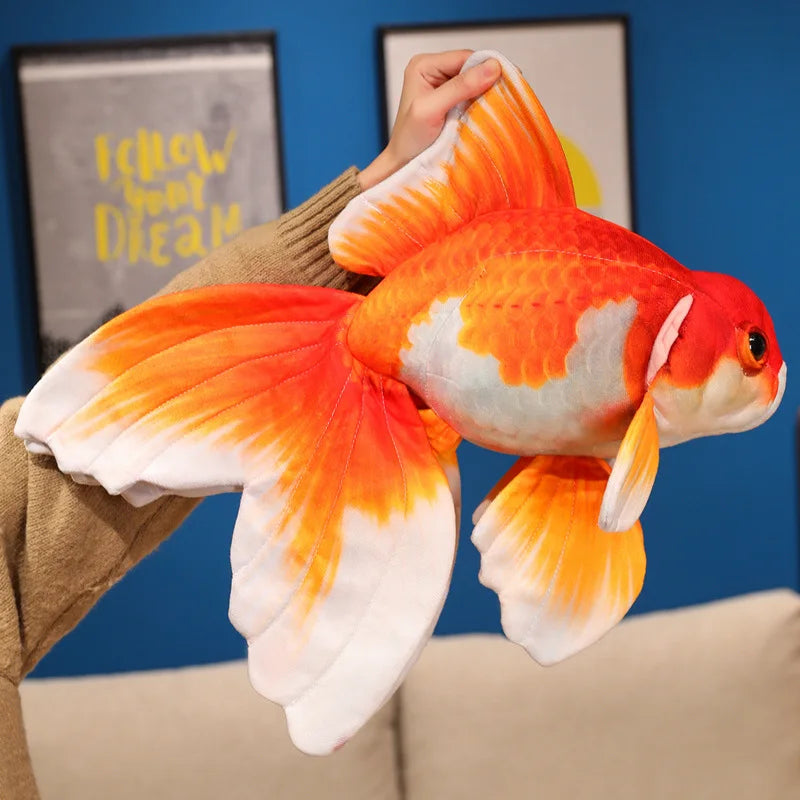 Realistic Orange Goldfish Plush with Flowing Fins