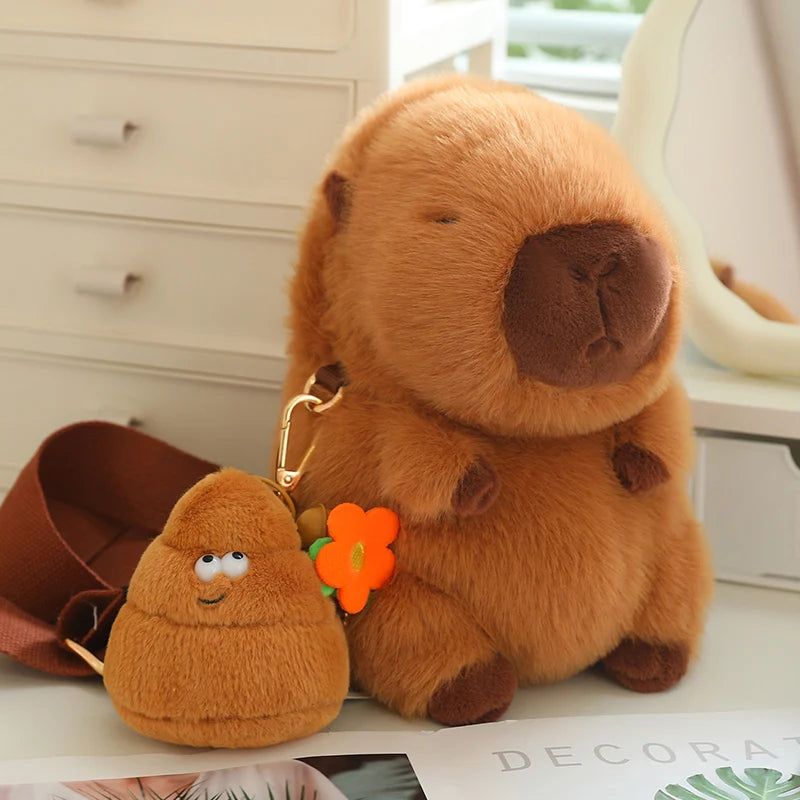Plush Capybara Crossbody Bag with Pom-Pom Charm - Image 8