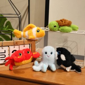 Cute Orange and White Clownfish Plush Keychain