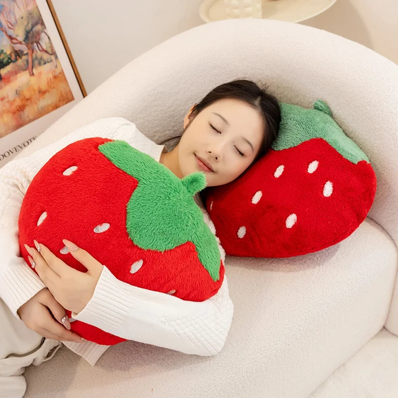 Cute Red Strawberry Plush Throw Pillow - Image 2