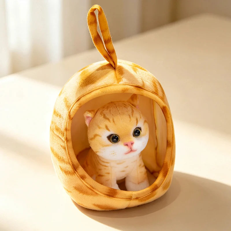 Soft Plush Kitten with Cozy Fabric House Bed - Image 9