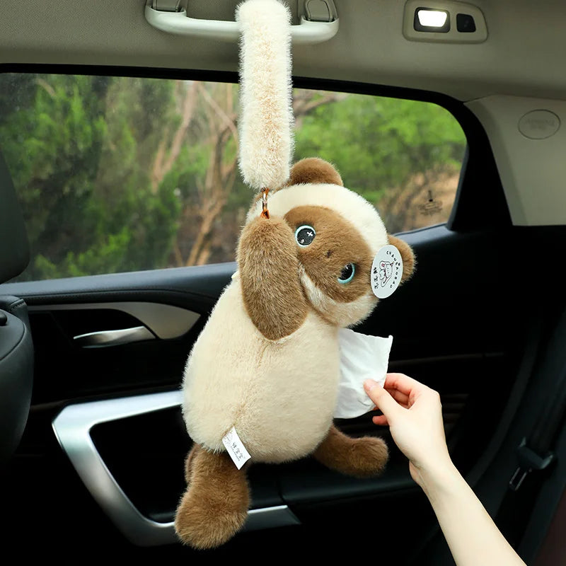 Hanging Plush Raccoon Car Tissue Holder