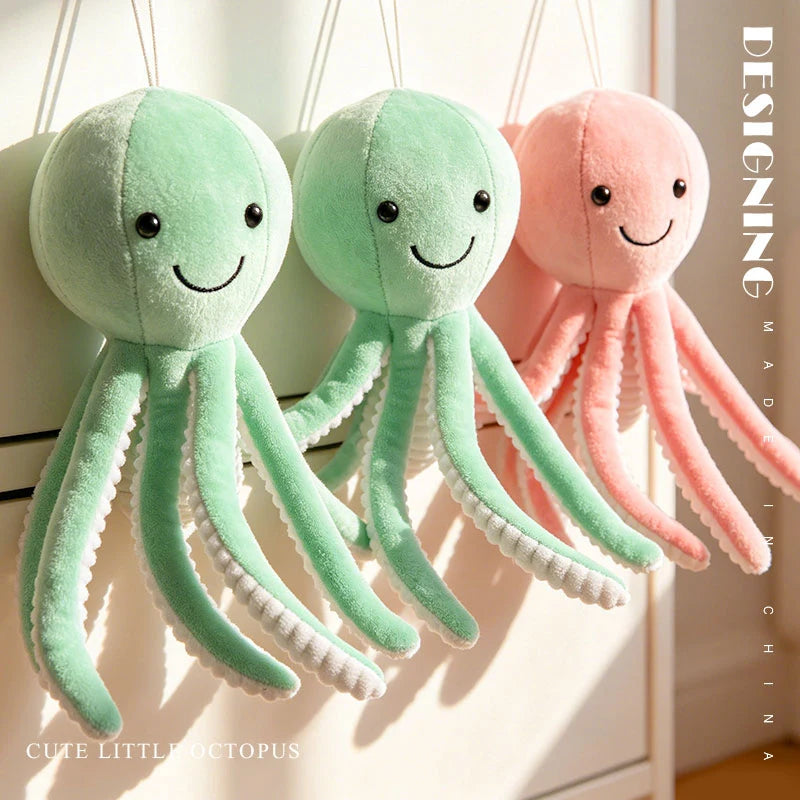 Cute Sky Blue Plush Octopus with Glitter Stars - Image 2