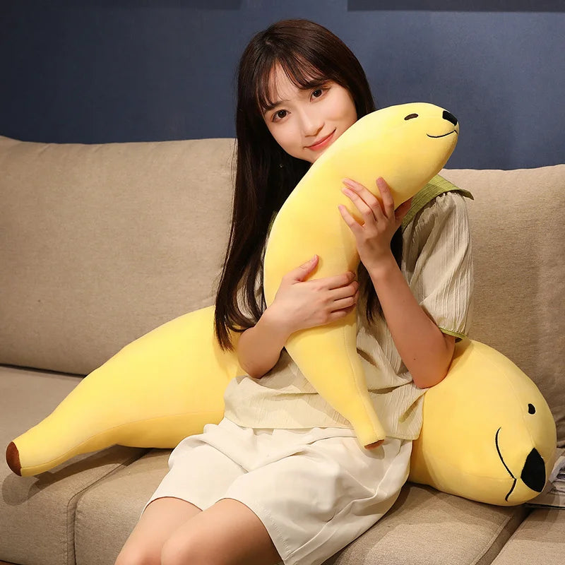 Smiling Yellow Banana Plush Pillow - Image 3