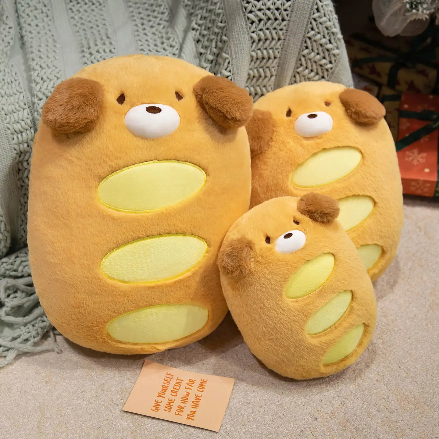 Large Squishy Golden-Brown Dog Plush Pillow - Image 3