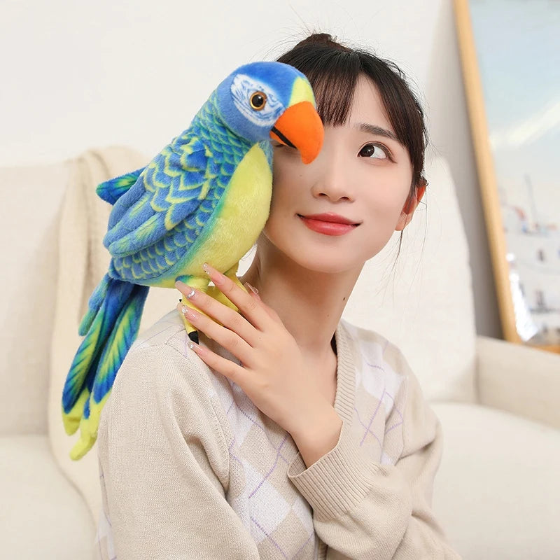 Colorful Blue and Yellow Parrot Plush Toy