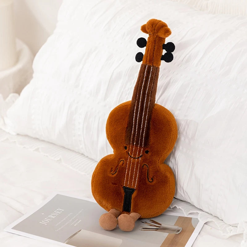 Cute Brown Violin Plush Toy with Smile Face - Image 9
