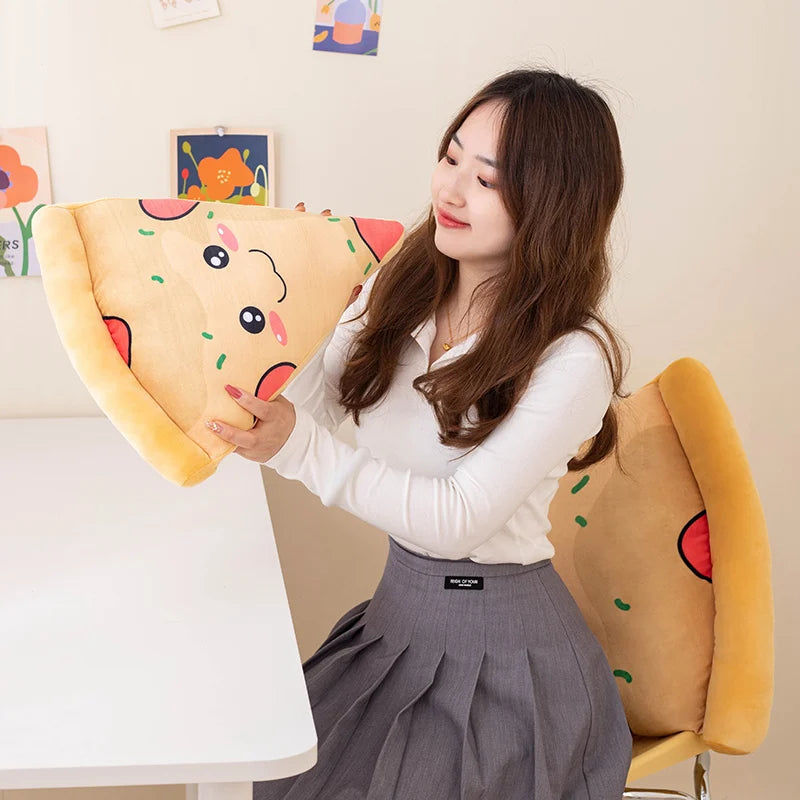 Soft Pizza Slice Plush Pillow with Kawaii Faces - Image 5