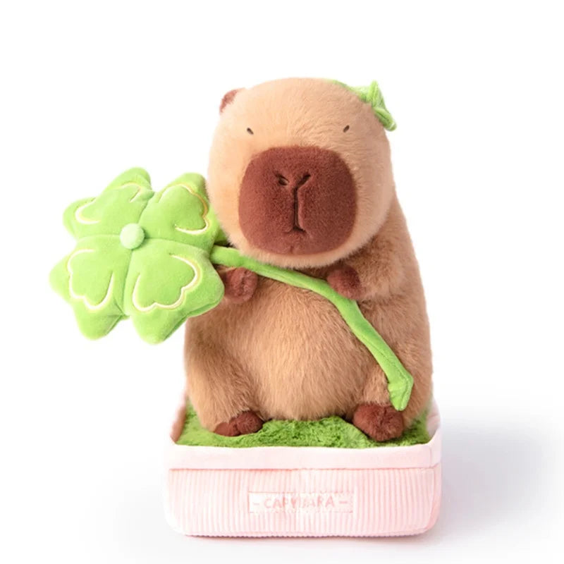 Cute Capybara Plush with Four-Leaf Clover - Image 9