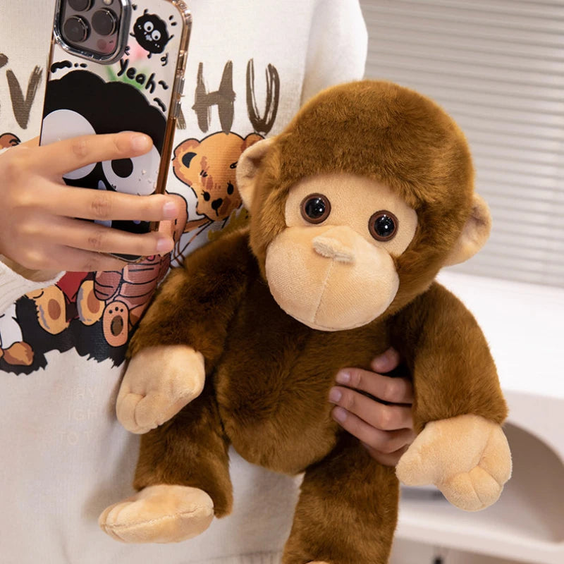Cute Brown Plush Monkey with Big Eyes
