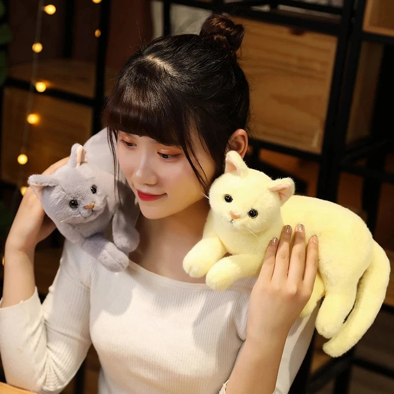 Soft Grey Lying Cat Plush - Image 6