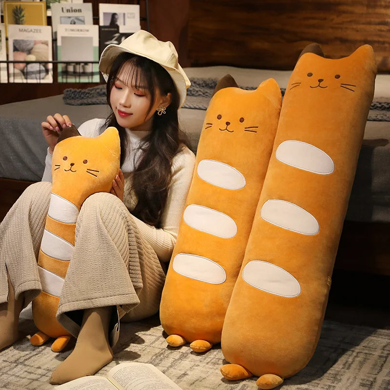 Cute Orange Cat Baguette Plush Pillow - Image 2