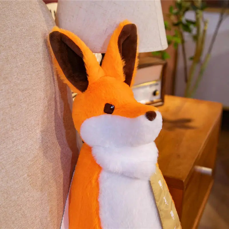 Orange Plush Fox Backpack with Scarf Detail - Image 5