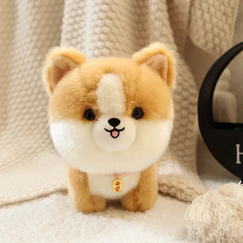 Cute Chubby Dog Plushie with Red Collar Charm - Image 6