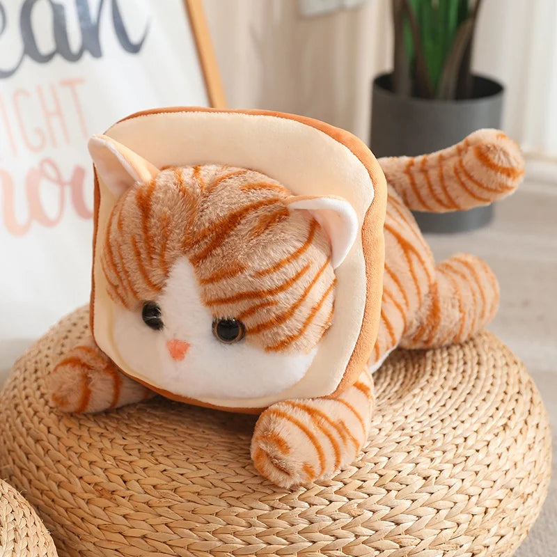 Gray Tabby Cat in Bread Slice Plush Toy - Image 14