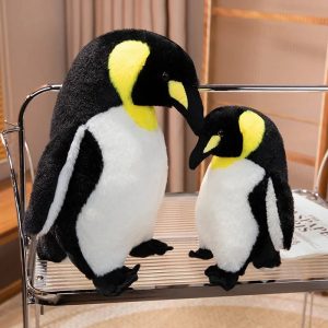 Lifelike Emperor Penguin Plush with Yellow Details
