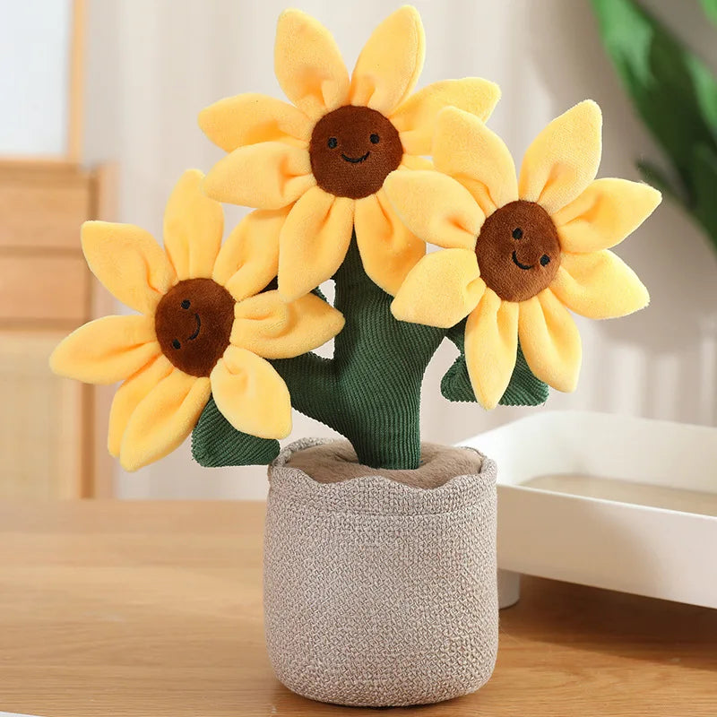 Smiling Potted Plush Sunflower Decoration - Image 5
