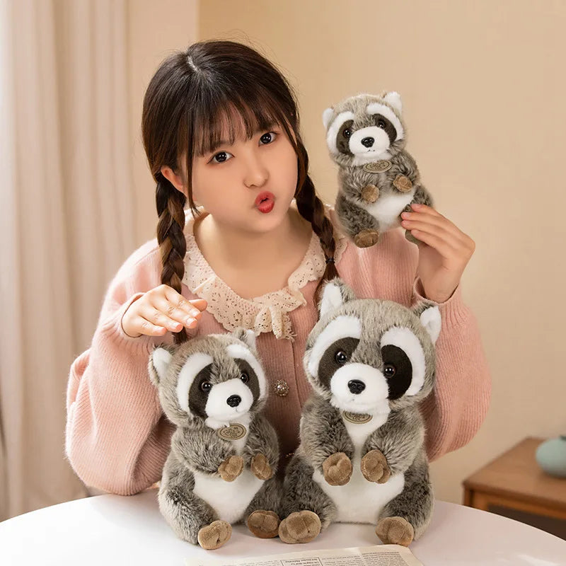 Cute Grey Plush Raccoon with Red Cape - Image 3