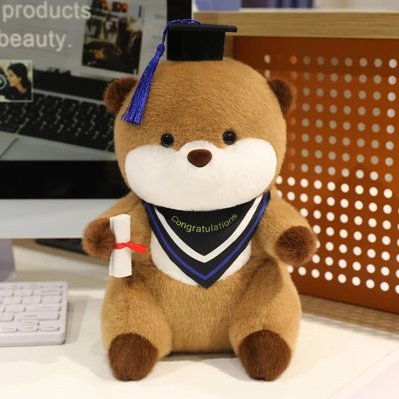 Brown Plush Graduation Bear with Cap and Diploma - Image 9