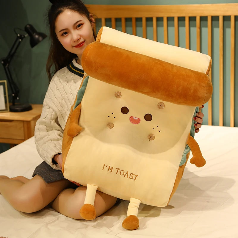 Smiling Toast Plush Backrest Pillow with Headrest - Image 2