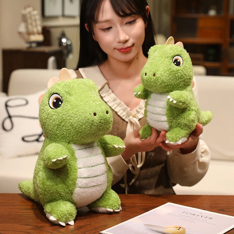 Adorable Green Dino Plush Toy with Striped Belly - Image 3