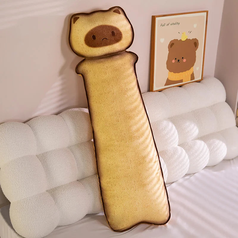 Cute Cat Face Long Toast Plush Pillow - Image 7