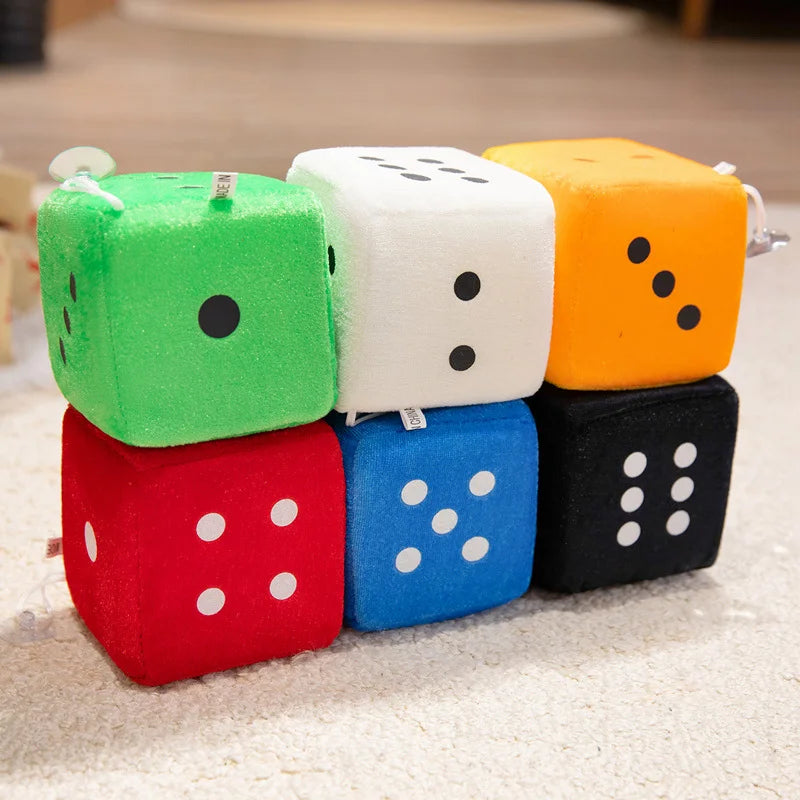 Fuzzy Plush Car Dice and Rubik's Cube Ornaments - Image 4