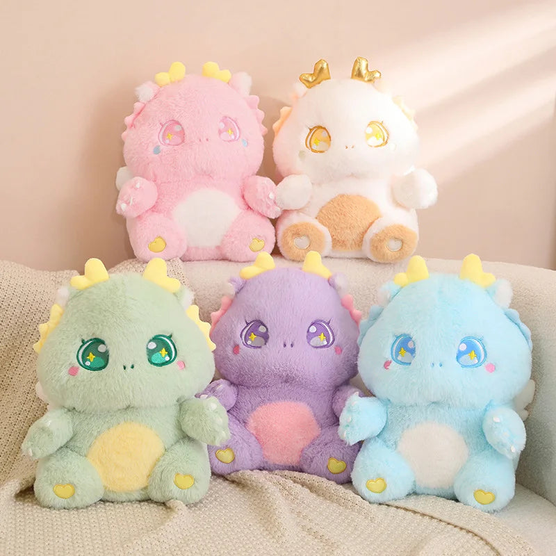 Fuzzy Pink Dragon Plush with Heart Horns & Star Eyes - Image 4