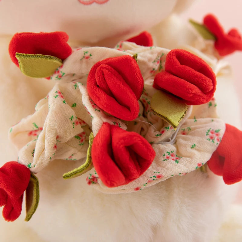 Cream Plush Toy with Floral Bouquet Hat - Image 5