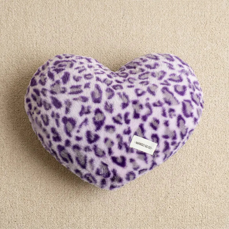Vibrant Leopard Print Heart Plush Pillow - Image 9