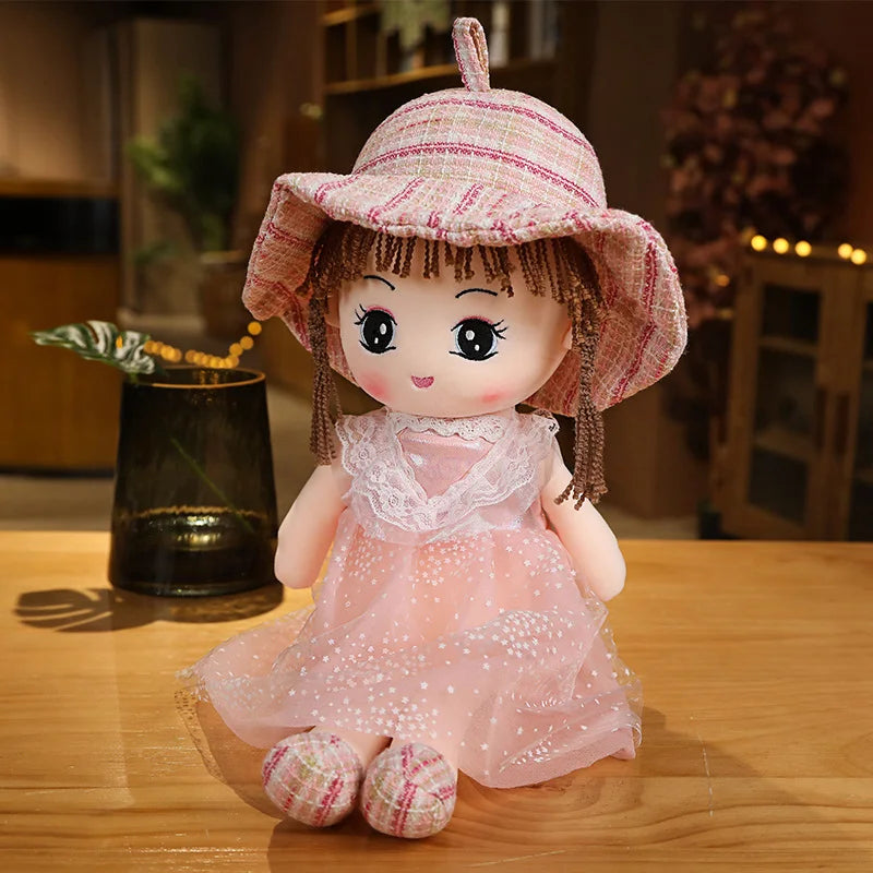 Cute Plush Doll with Plaid Hat & Polka Dot Dress - Image 10