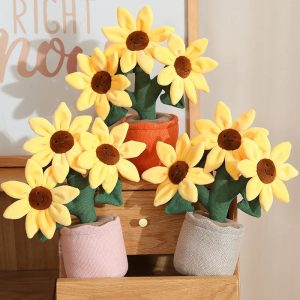 Smiling Potted Plush Sunflower Decoration
